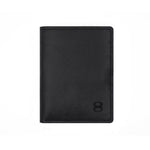 Load image into Gallery viewer, Front view of black Draft-8 LOCAL leather wallet with minimalist embossed logo.

