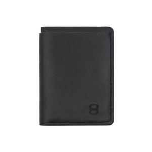 Black leather wallet by Draft-8 closed view – minimalist design, handmade full grain leather

