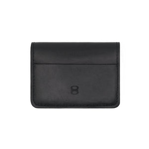 Front view of black leather wallet by draft-8 in minimalist style

