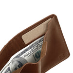 Load image into Gallery viewer, Brown leather wallet with secret card pocket and cash storage – Draft-8 minimalist design


