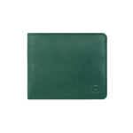 Load image into Gallery viewer, Elegant green fabric pouch with green vegetable-tanned leather patch used as premium packaging for Draft-8 wallets, showcasing sustainable materials and minimalist design. Ideal for eco-conscious gifting and brand enhancement.

