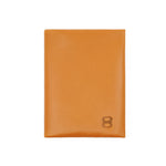Load image into Gallery viewer, Camel color folded leather card holder by Draft8, minimalist design with embossed logo for sleek everyday use


